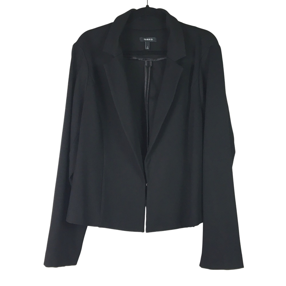 Torrid Ponte Open Front Hook Eye Blazer Size 2 Black